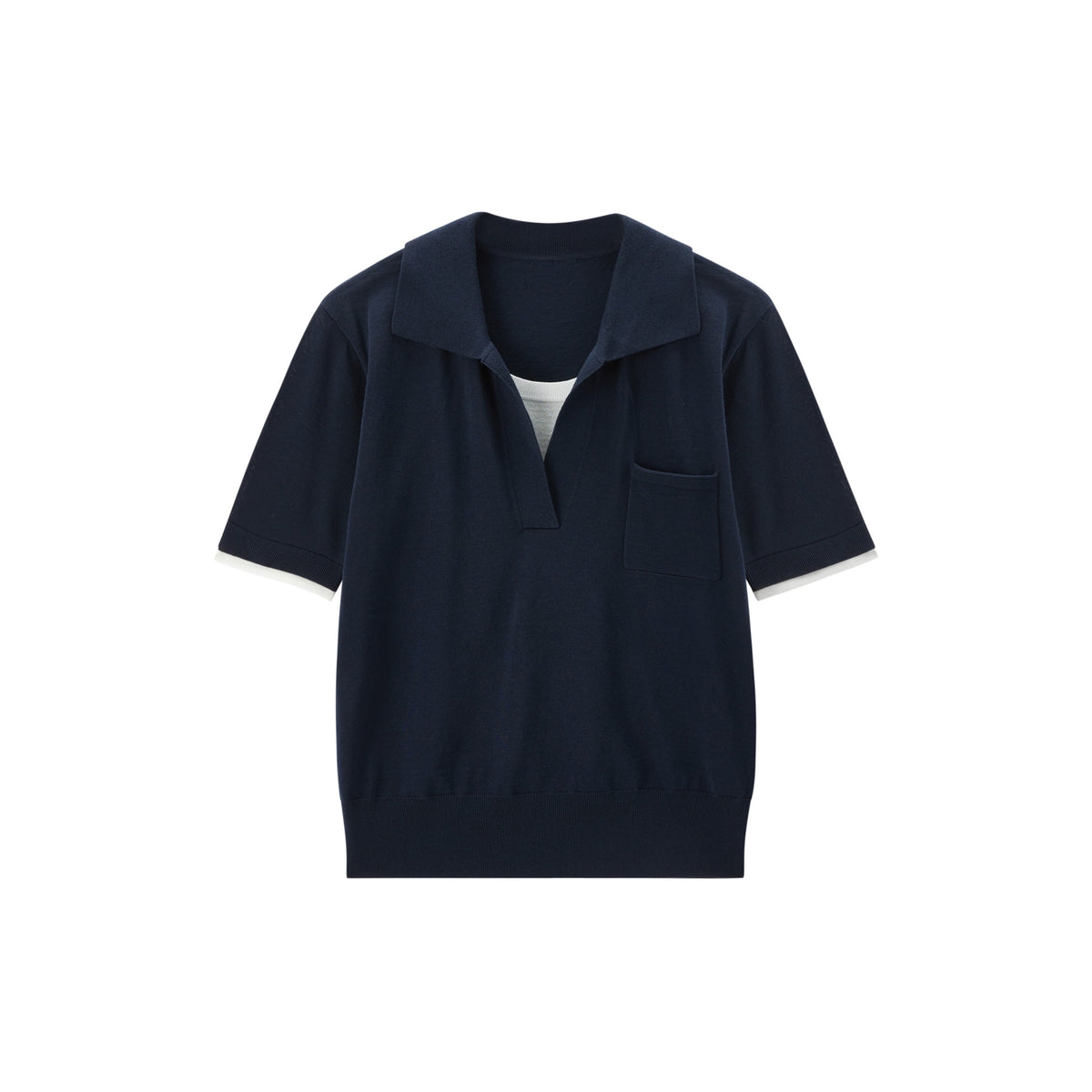 Women's Casual Faux-Layer Knit Short-Sleeve Top