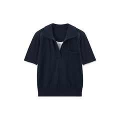 Women's Casual Faux-Layer Knit Short-Sleeve Top