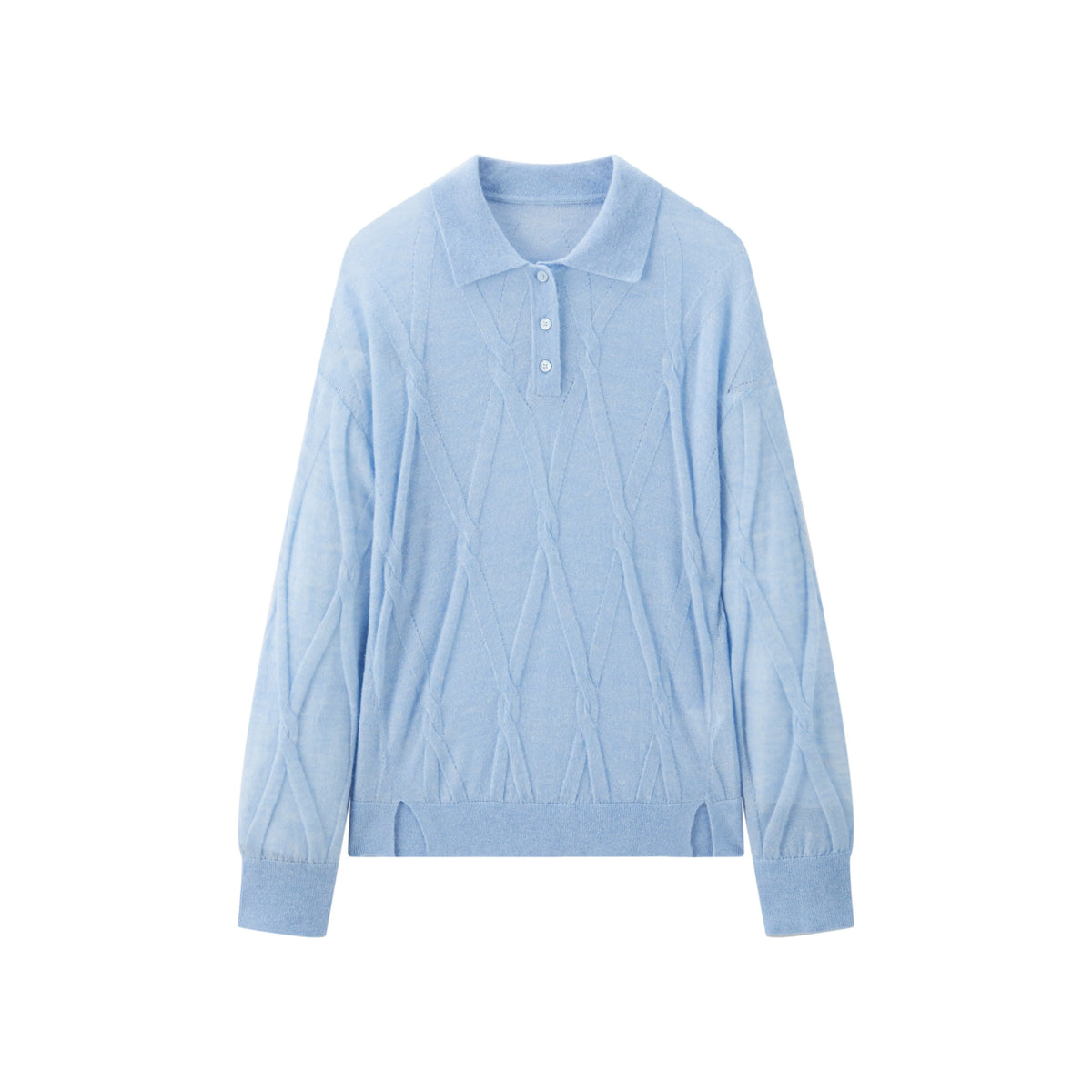 Women's Commuter Alpaca-Blend Cable-Knit Collared Pullover