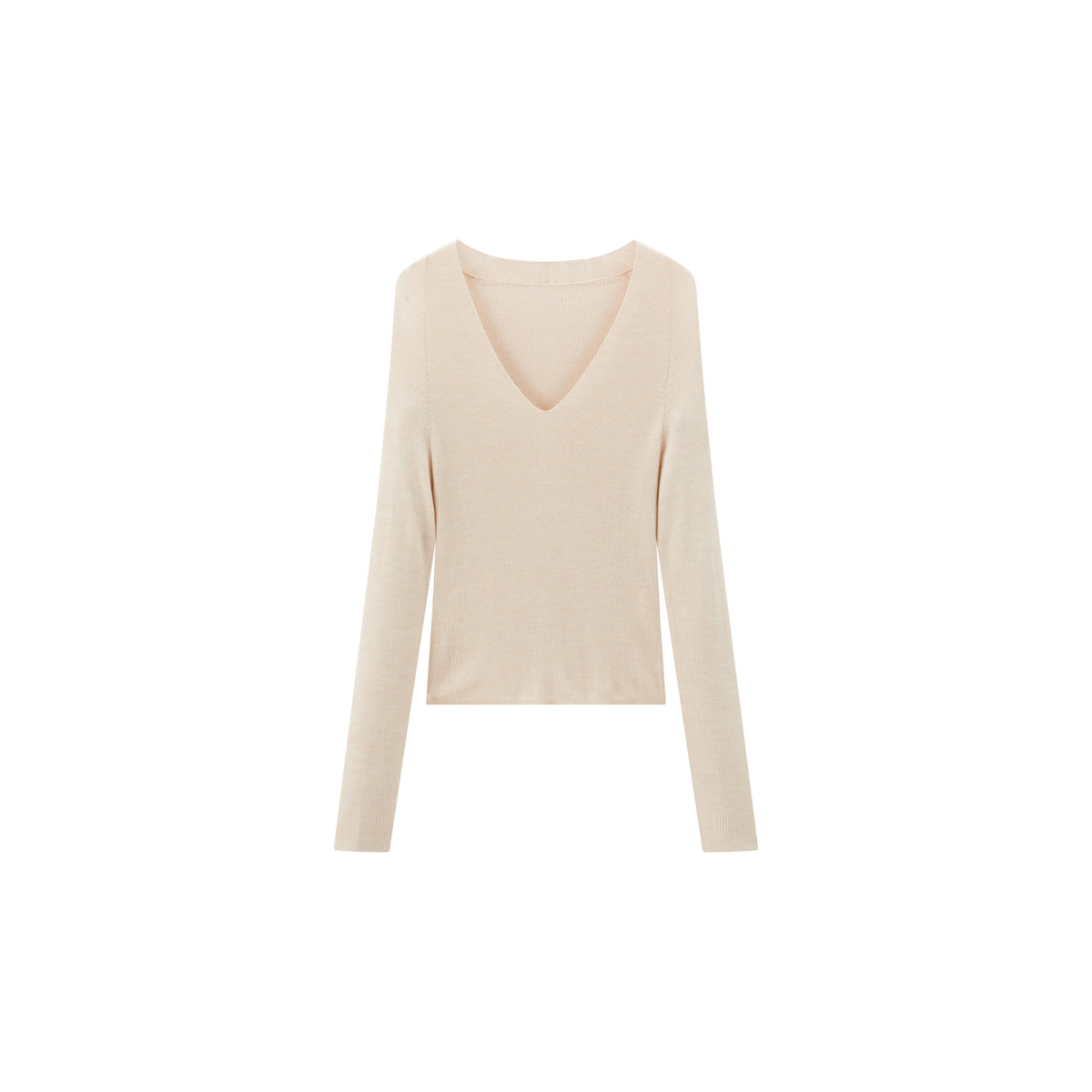 Women's Elegant V-Neck Acetate-Wool Knit Pullover