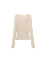 Women's Elegant V-Neck Acetate-Wool Knit Pullover