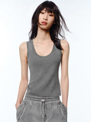 Women's Solid U-Neck Knit Tank Top