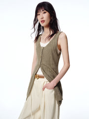 Women's V-Neck Fitted Knit Tank Top
