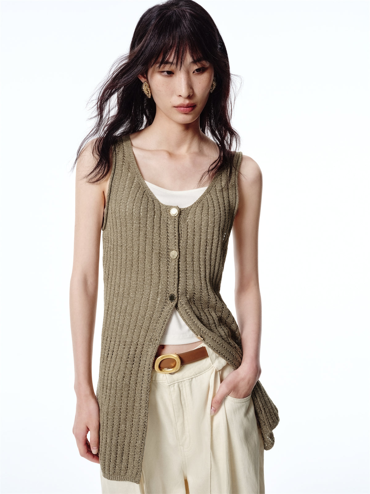 Women's V-Neck Fitted Knit Tank Top