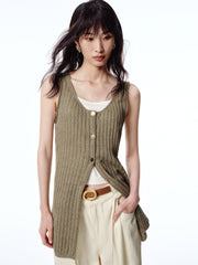 Women's V-Neck Fitted Knit Tank Top