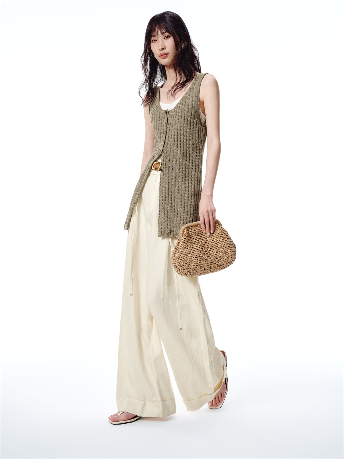 Women's V-Neck Fitted Knit Tank Top