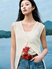 Women's Longline Sleeveless Knit Cardigan