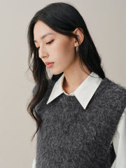 Women's Wool-Blend Vest with Detachable Metal Detail