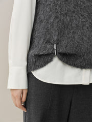 Women's Wool-Blend Vest with Detachable Metal Detail