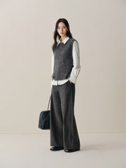 Women's Wool-Blend Vest with Detachable Metal Detail