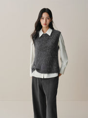 Women's Wool-Blend Vest with Detachable Metal Detail