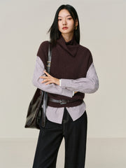 Women's Rabbit-Hair Blend Drape-Neck Modern Vest