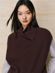 Women's Rabbit-Hair Blend Drape-Neck Modern Vest