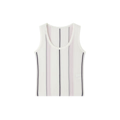 Women's U-neck Vertical Stripe Slim Fit Knitted Vest
