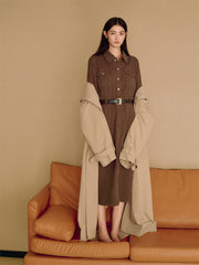 Women's Safari-Style Utility Dress with Belt