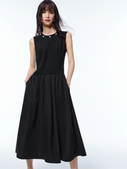 *US Final Sale* Women's Black Sleeveless Beaded Dress