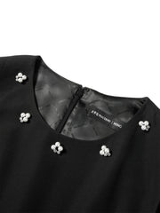 *US Final Sale* Women's Black Sleeveless Beaded Dress