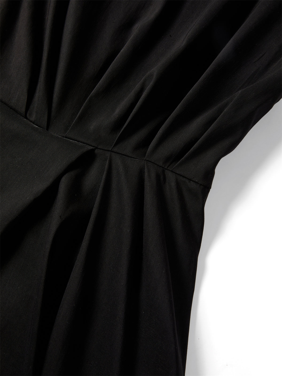 Women's Black Waist-Gathered Dress