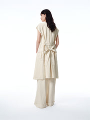 Women's Asymmetrical Sleeveless Dress with Belt