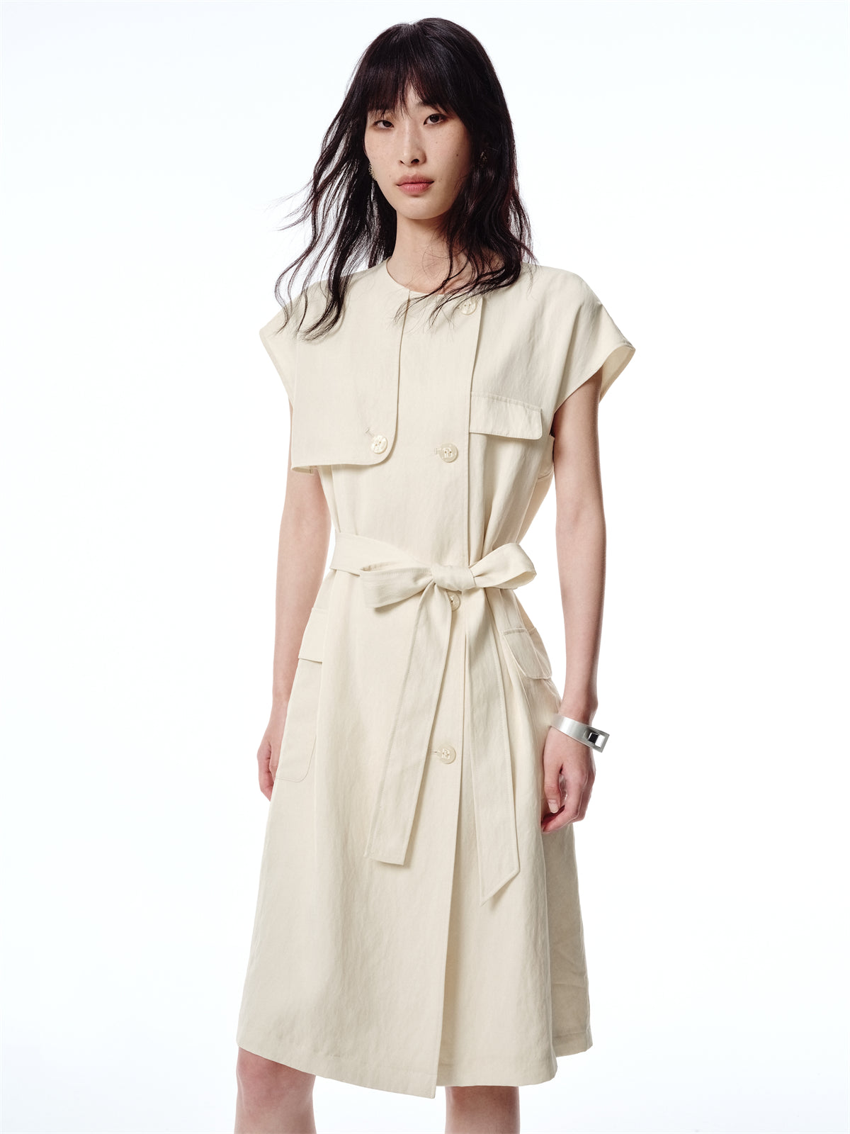 Women's Asymmetrical Sleeveless Dress with Belt