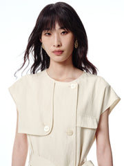 Women's Asymmetrical Sleeveless Dress with Belt