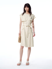 Women's Asymmetrical Sleeveless Dress with Belt