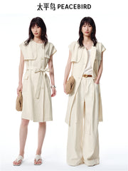 Women's Asymmetrical Sleeveless Dress with Belt