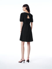 Women's Ruched V-Neck Dress with Back Cutout