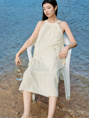 Women's Applique Halter Neck Vacation Dress