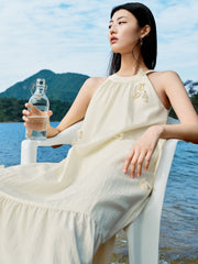 Women's Applique Halter Neck Vacation Dress