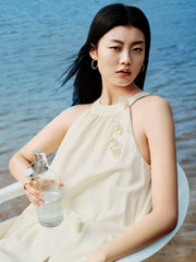 Women's Applique Halter Neck Vacation Dress