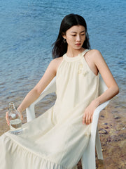 Women's Applique Halter Neck Vacation Dress