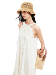 Women's Applique Halter Neck Vacation Dress