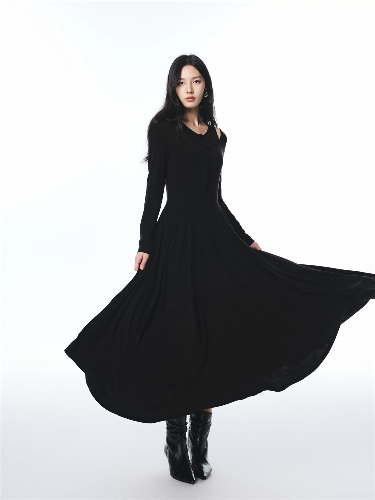 Women's Fitted Lyocell Layered-Look Dress