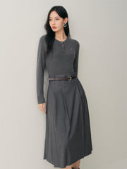 Women's Wool-Blend Knit Panel Dress