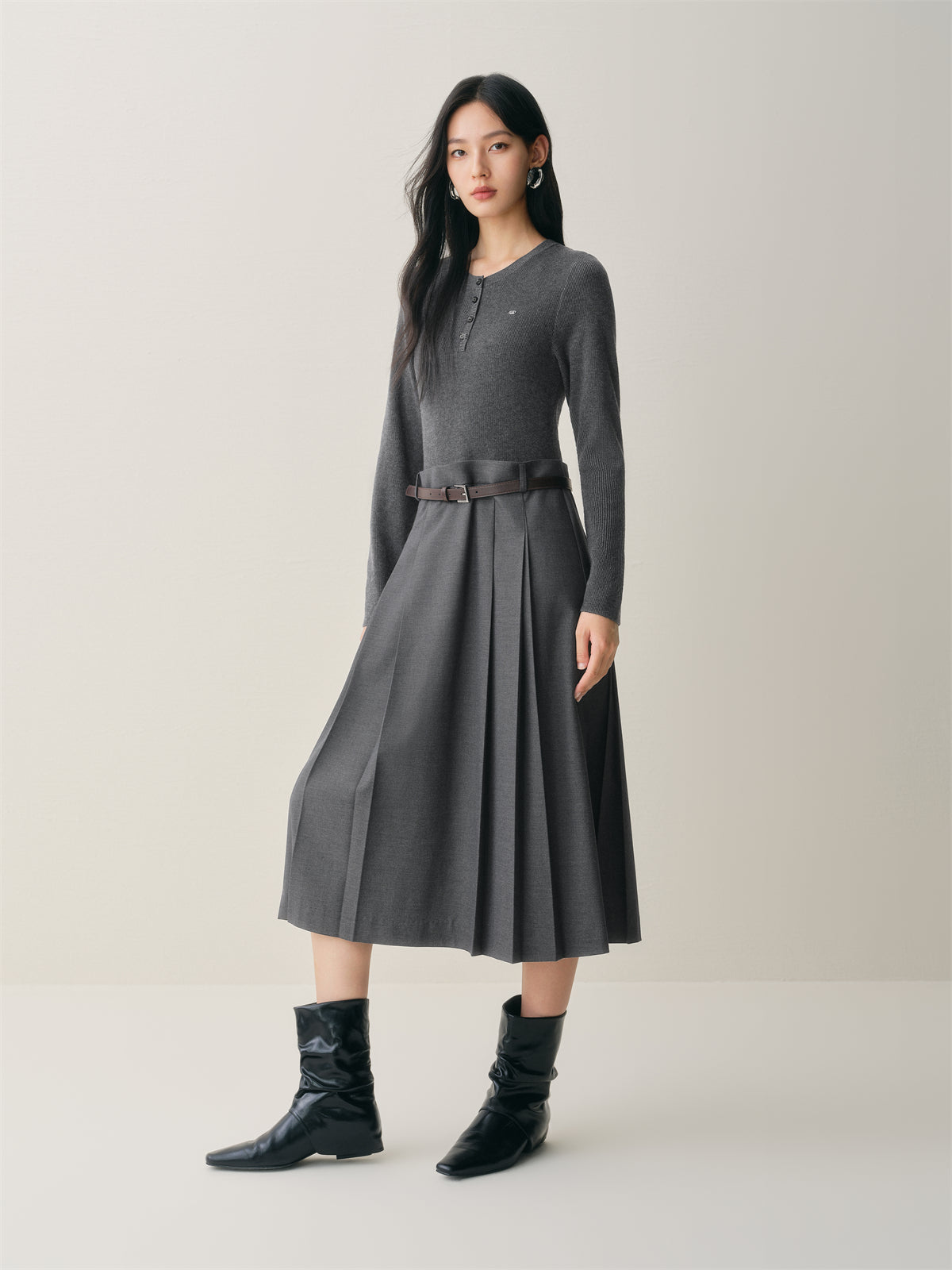 Women's Wool-Blend Knit Panel Dress
