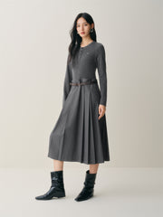 Women's Wool-Blend Knit Panel Dress