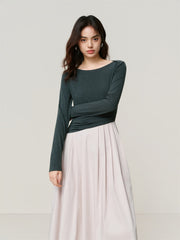 Women's Slash-Neck Slim Spliced Dress