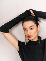 Women's Mock-Neck Knit Dress with Arm Warmers