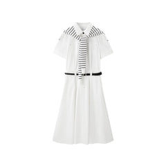 Women's Shirt Dress with Detachable Shawl