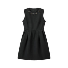 Women's Hepburn-Style Waisted Little Black Dress