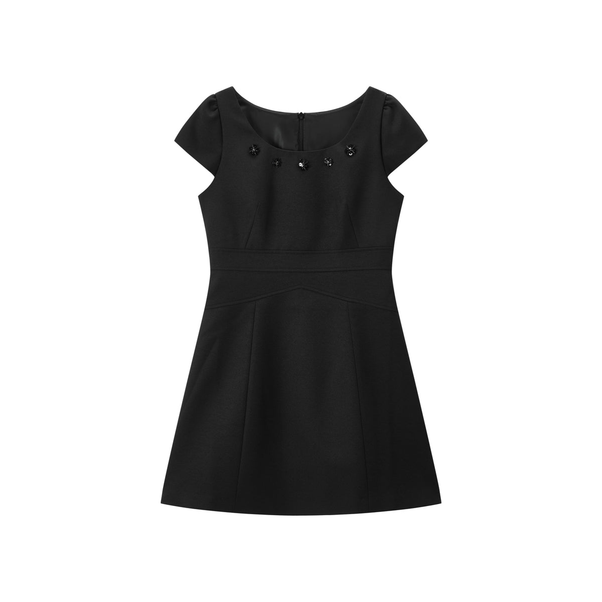 Women's Hepburn-Style Beaded Short Sleeve Dress