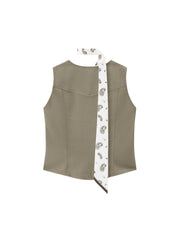Women's Elegant V-Neck Detachable Ribbon Vest
