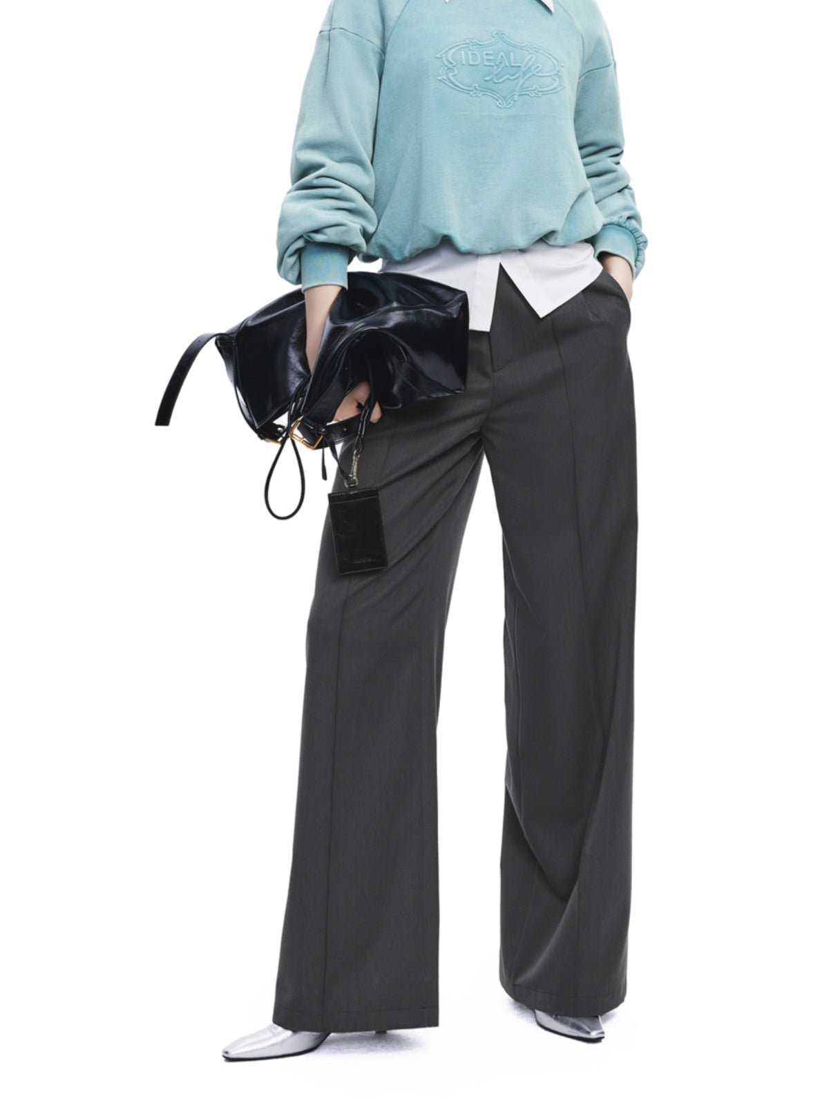 Women's High-Waist Wool-Blend Straight-Leg Pants