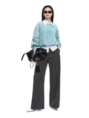 Women's High-Waist Wool-Blend Straight-Leg Pants