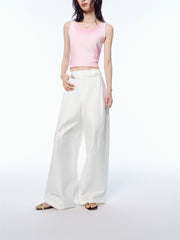 Women's High-Waisted Solid Wide-Leg Pants