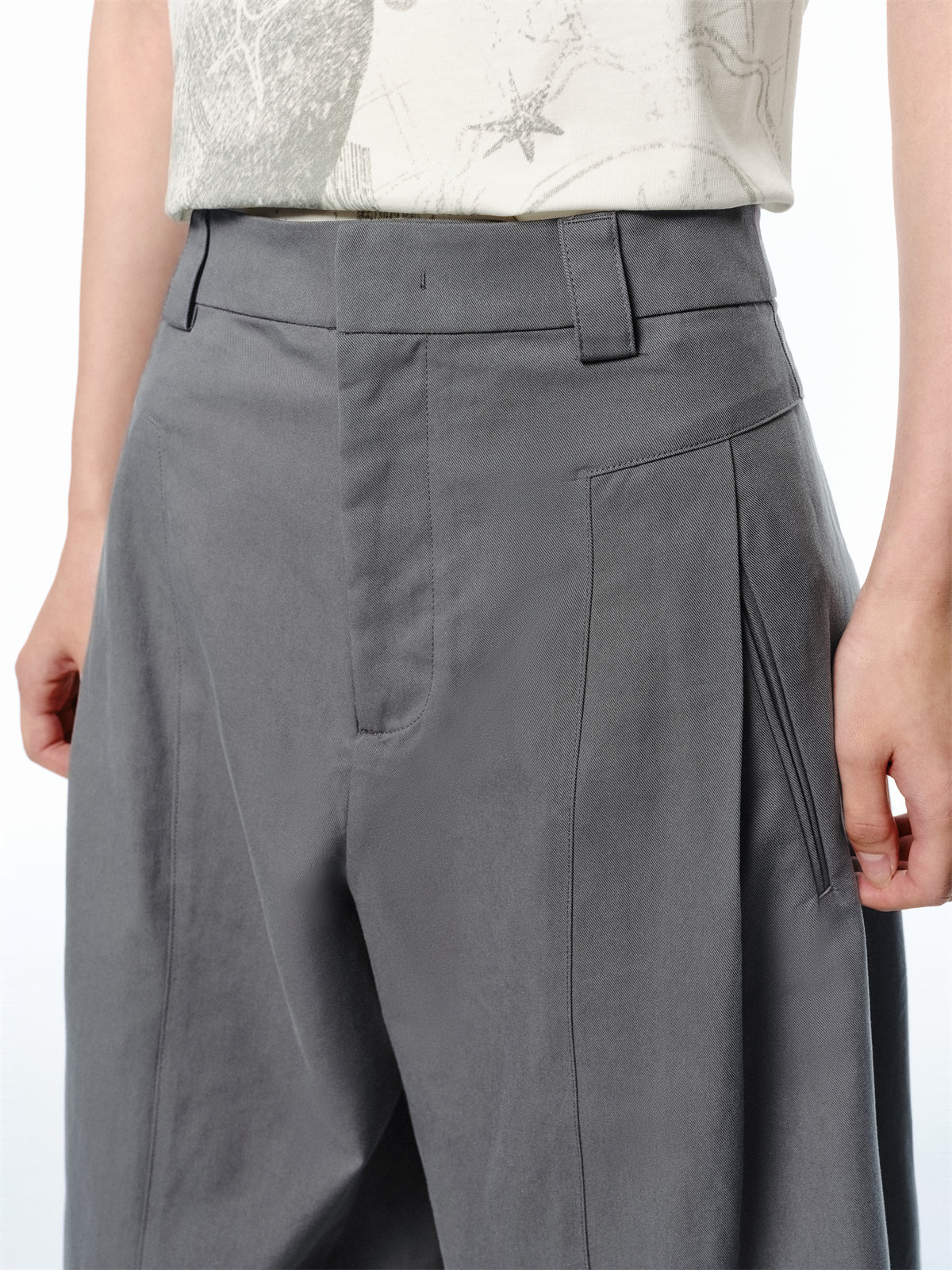 Women's High-Waisted Grey Wide-Leg Pants