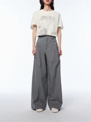 Women's High-Waisted Grey Wide-Leg Pants