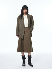 Women's Pleated Cropped Straight-Leg Pants