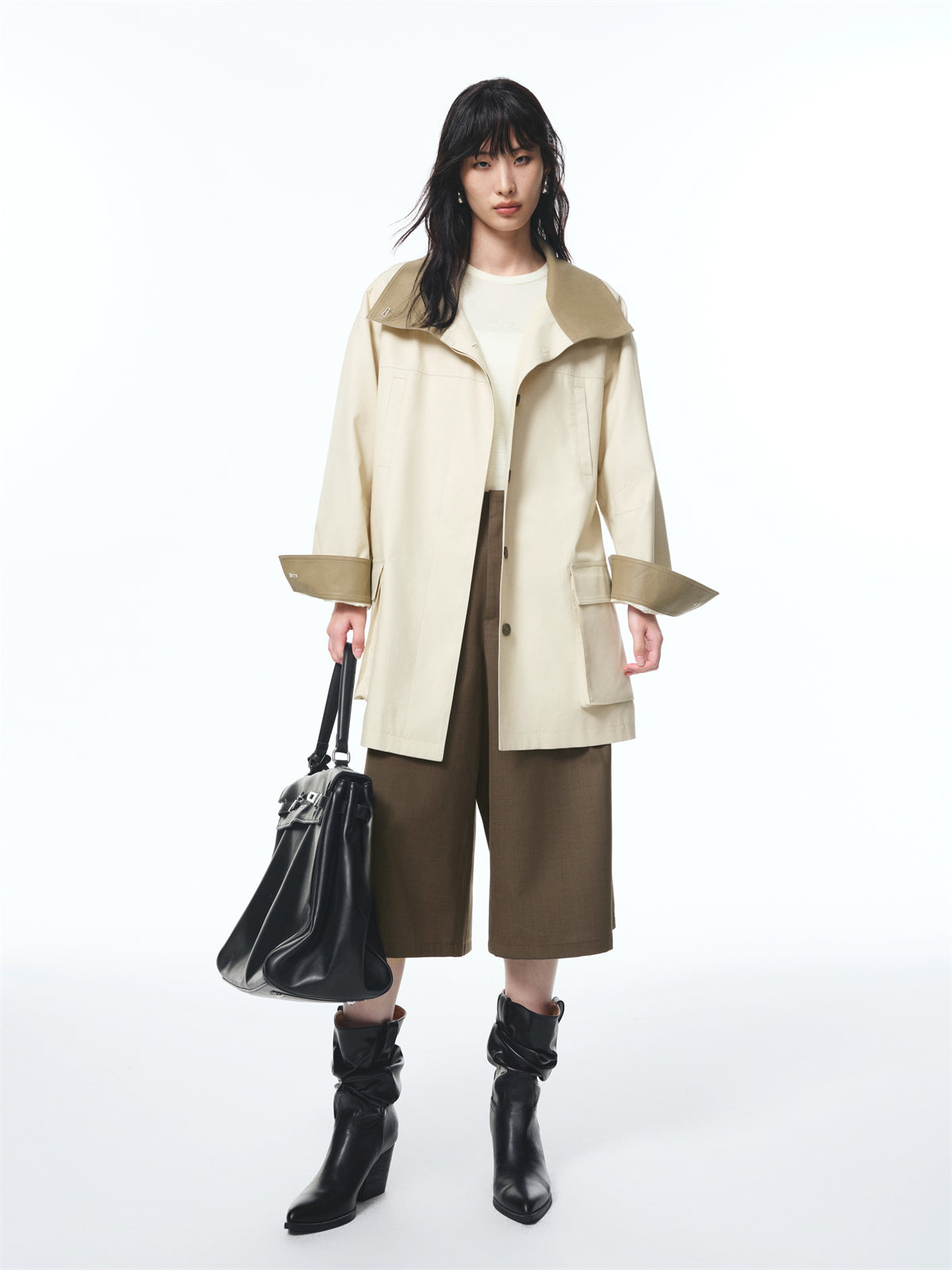 Women's Pleated Cropped Straight-Leg Pants